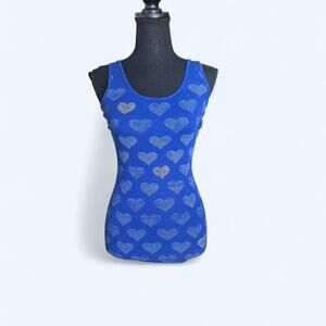 Vintage 2000s royal blue express tank top hearts Size Small